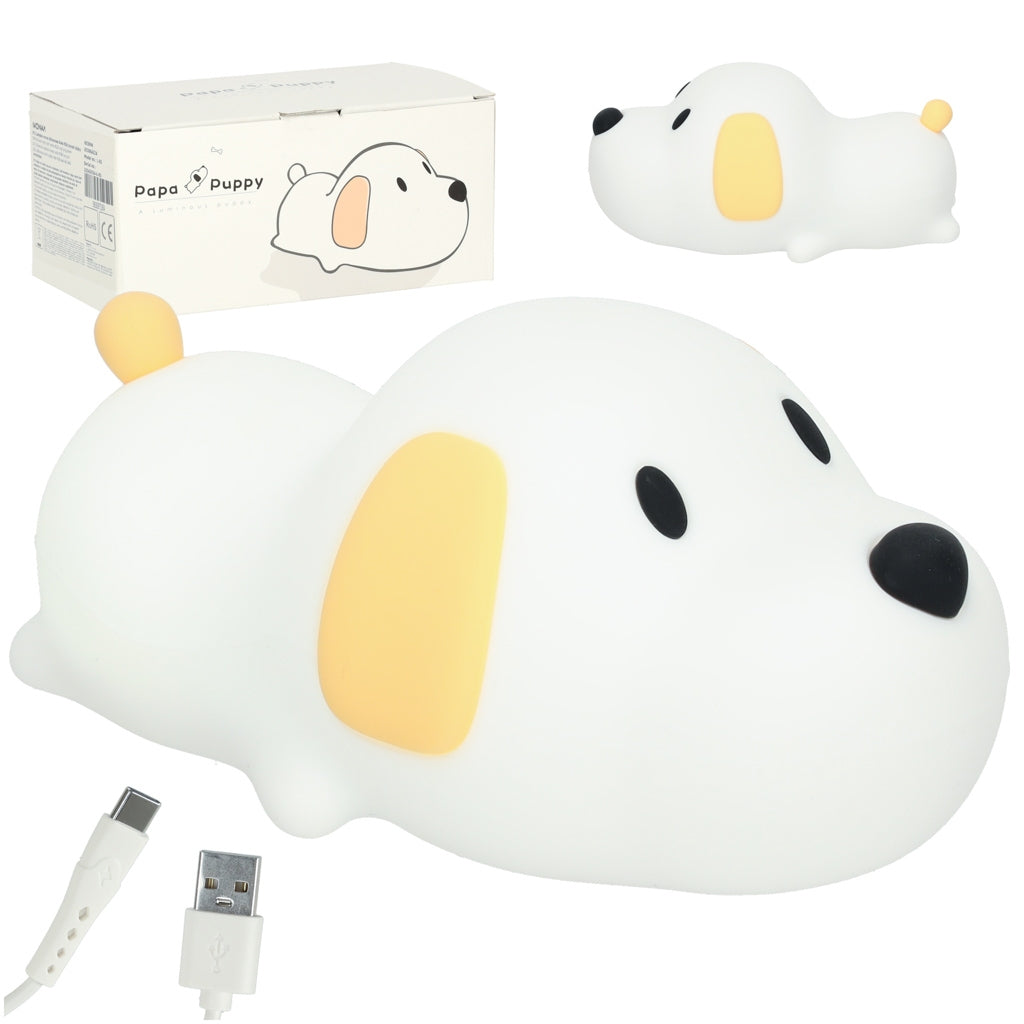 Silicone night light white RGB dog lying down