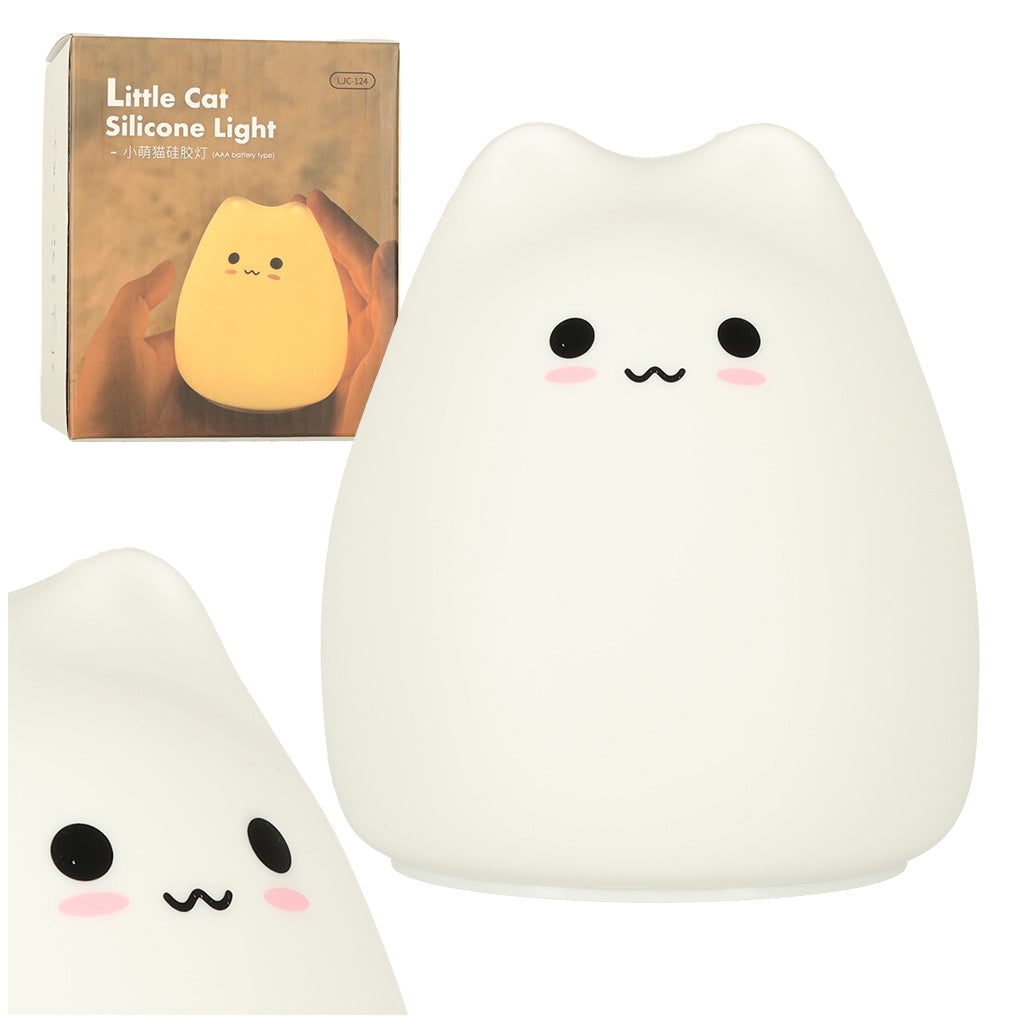 Silicone night light white cat