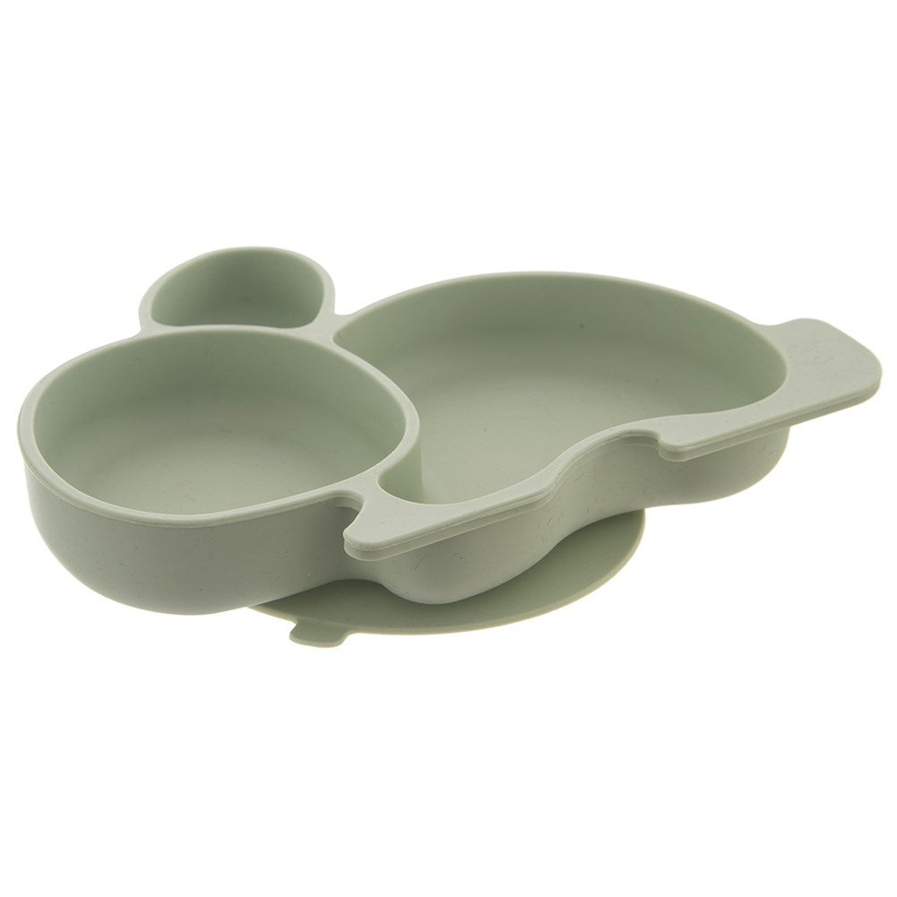 Silicone plate for children, divided, green bunny, 23x18.5x3.5 cm