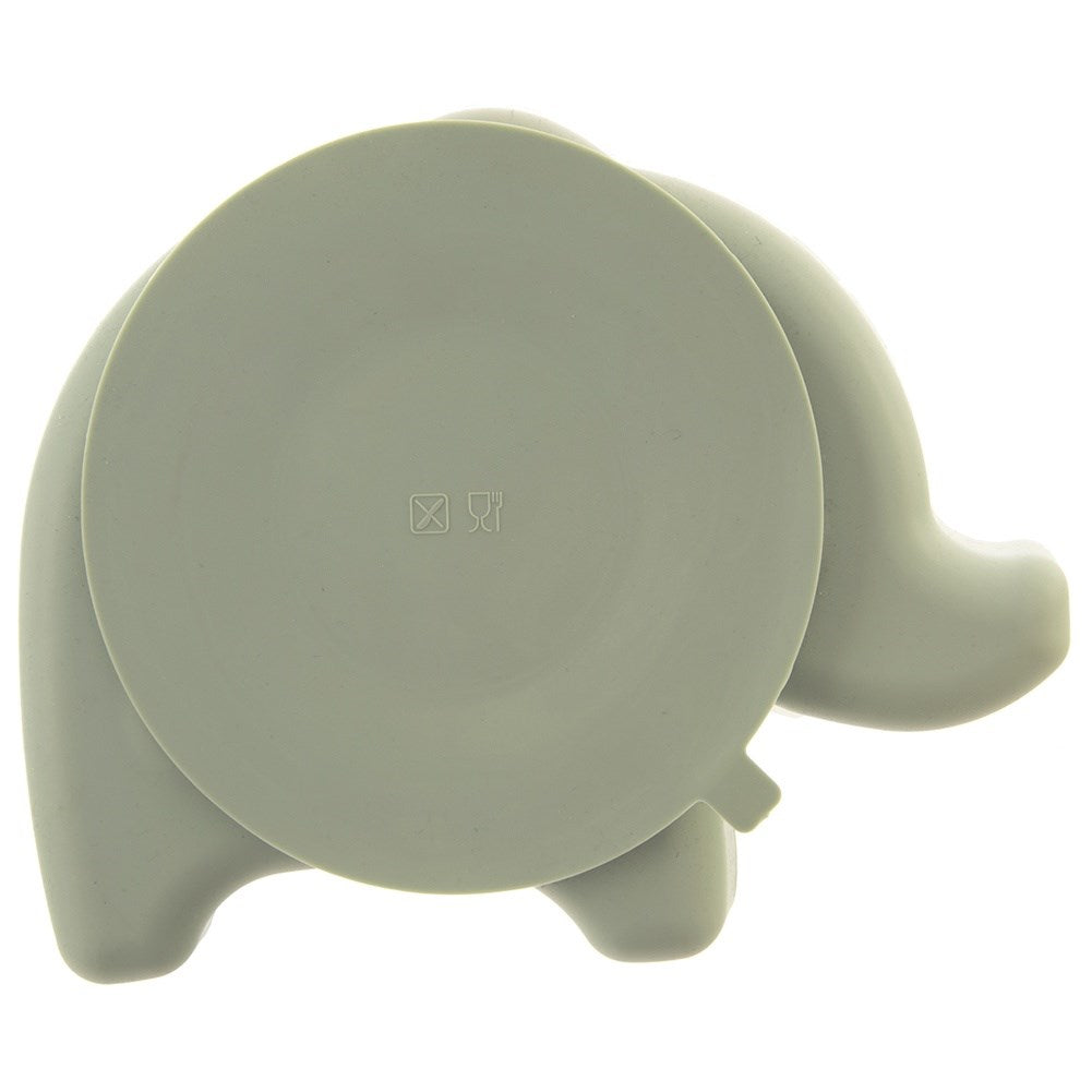 Silicone plate for children, divided, green elephant, 23.5x19x3.5 cm