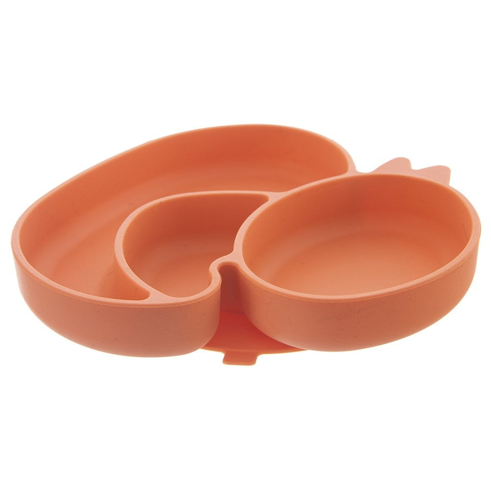 Silicone plate for children, divided, orange duck, 19.5x19 cm