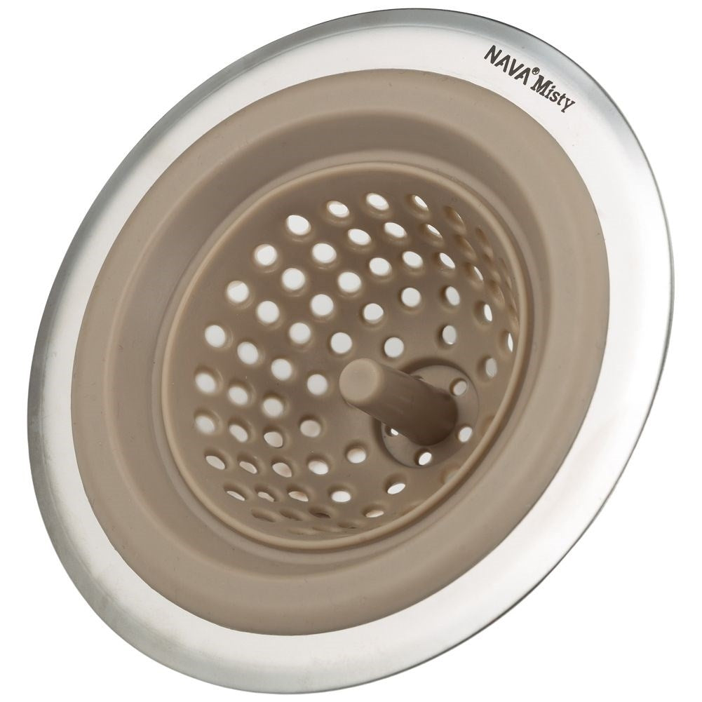 Silicone strainer for sink, stainless edge, prevents drain blockages