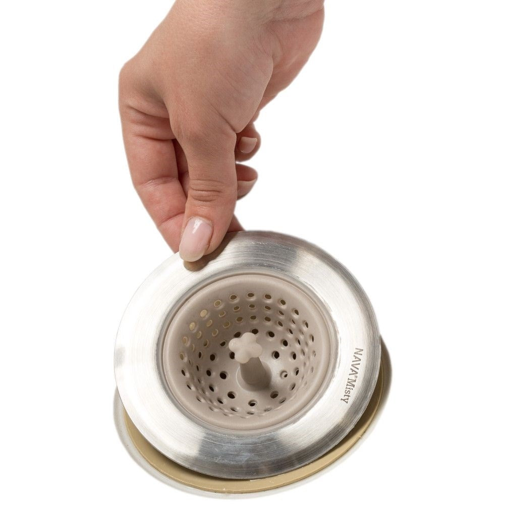 Silicone strainer for sink, stainless edge, prevents drain blockages