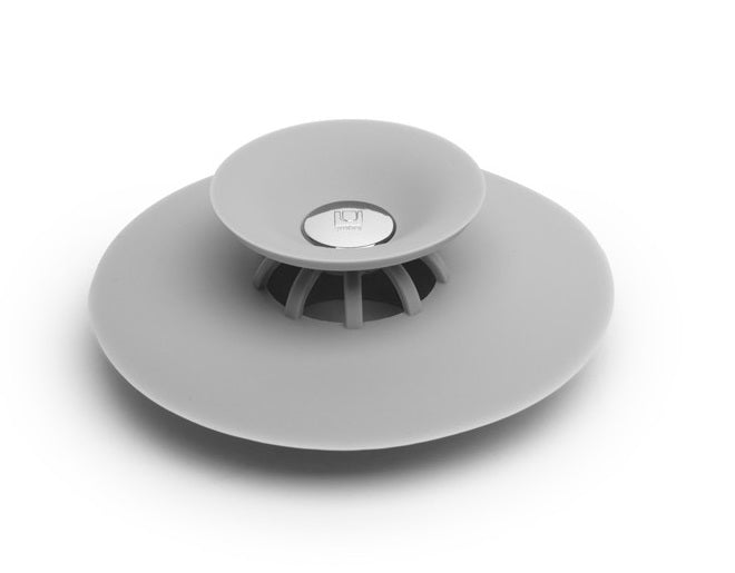 Silicone strainer plug for sink, bath tub, wash basin grey