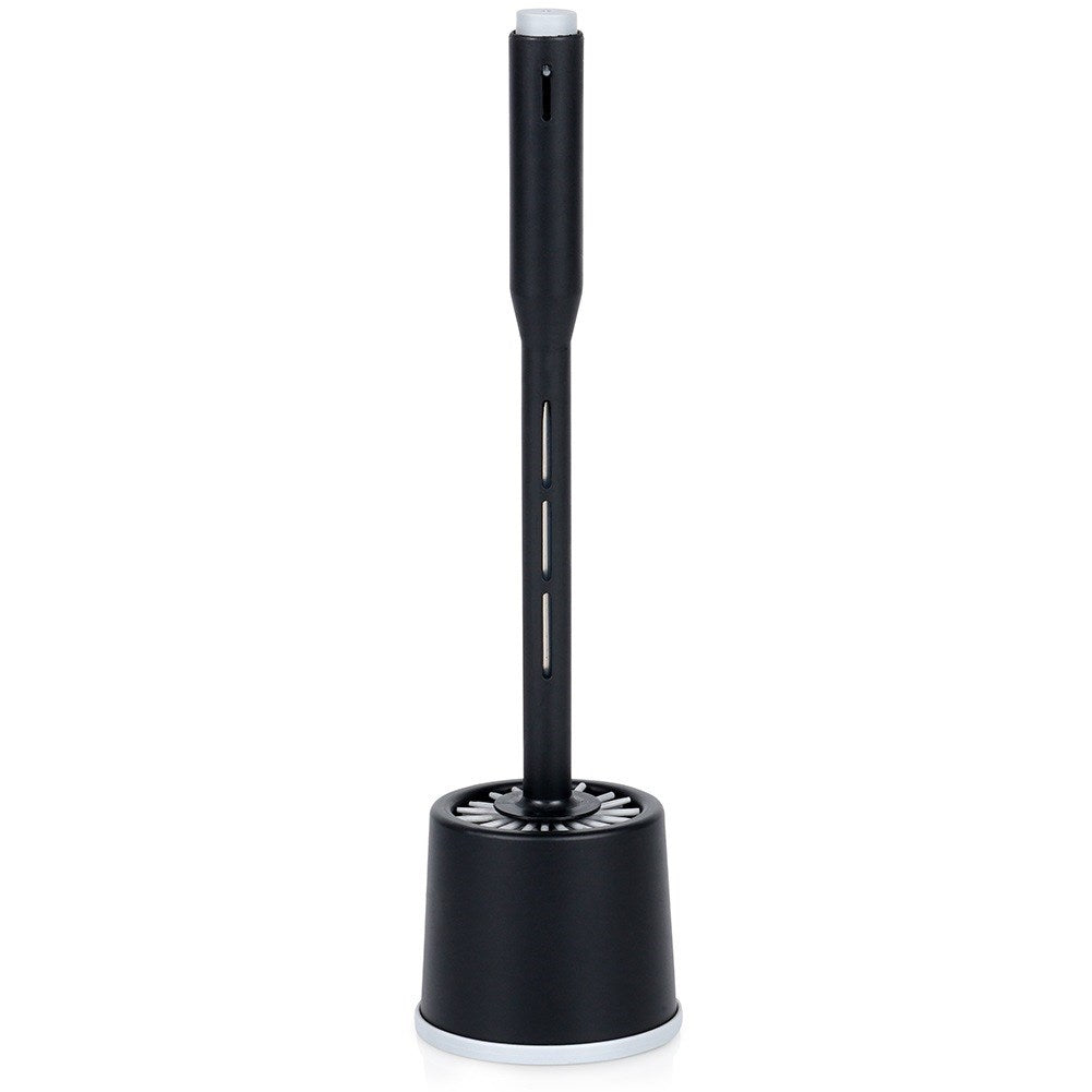 Silicone toilet brush with stand and liquid dispenser black 40 cm