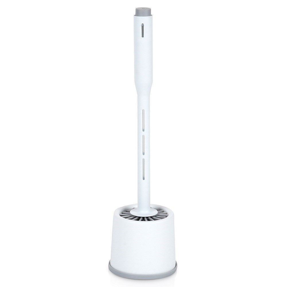 Silicone toilet brush with stand and liquid dispenser white 40 cm