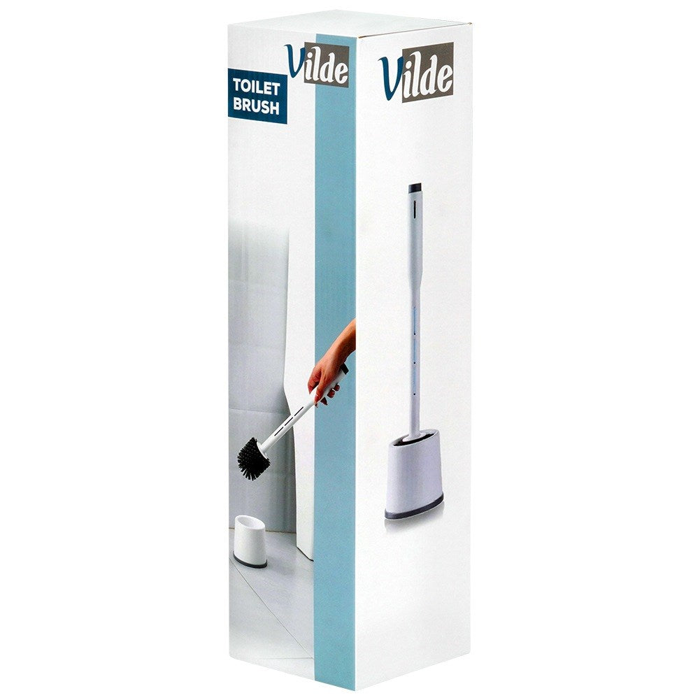 Silicone toilet brush with stand and liquid dispenser white 40 cm