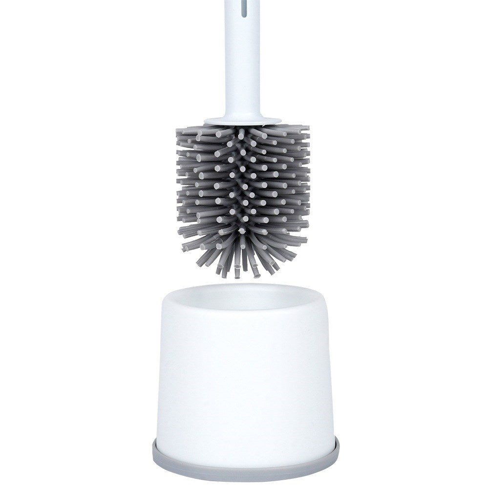 Silicone toilet brush with stand and liquid dispenser white 40 cm