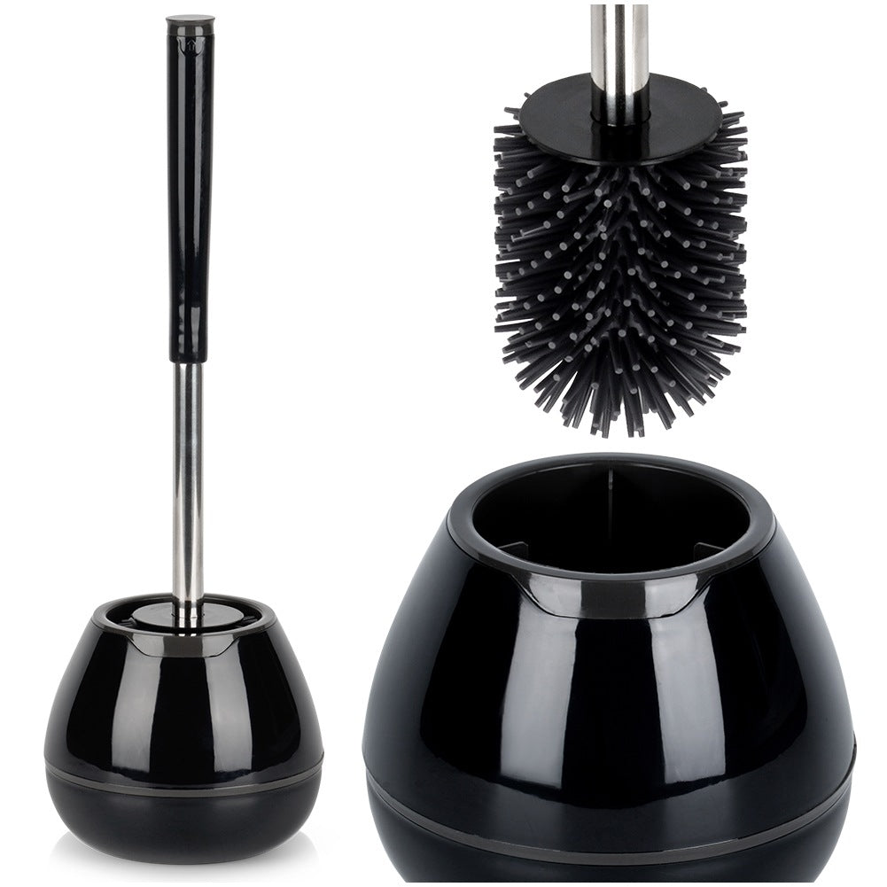 Silicone toilet brush with stand and tongs black 42 cm
