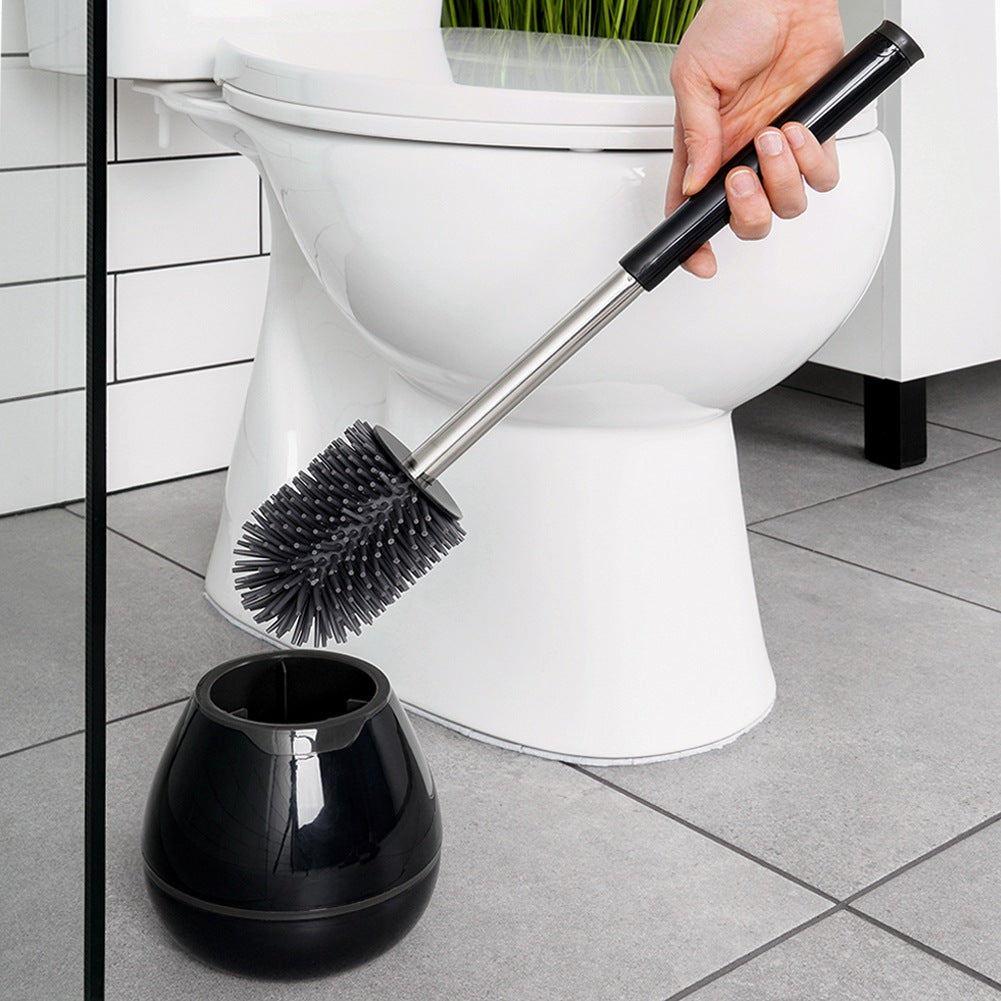 Silicone toilet brush with stand and tongs black 42 cm