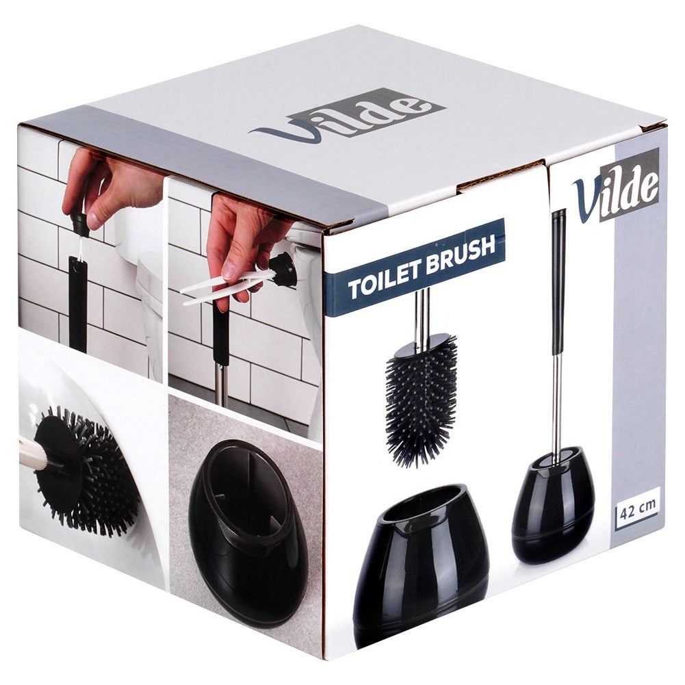 Silicone toilet brush with stand and tongs black 42 cm