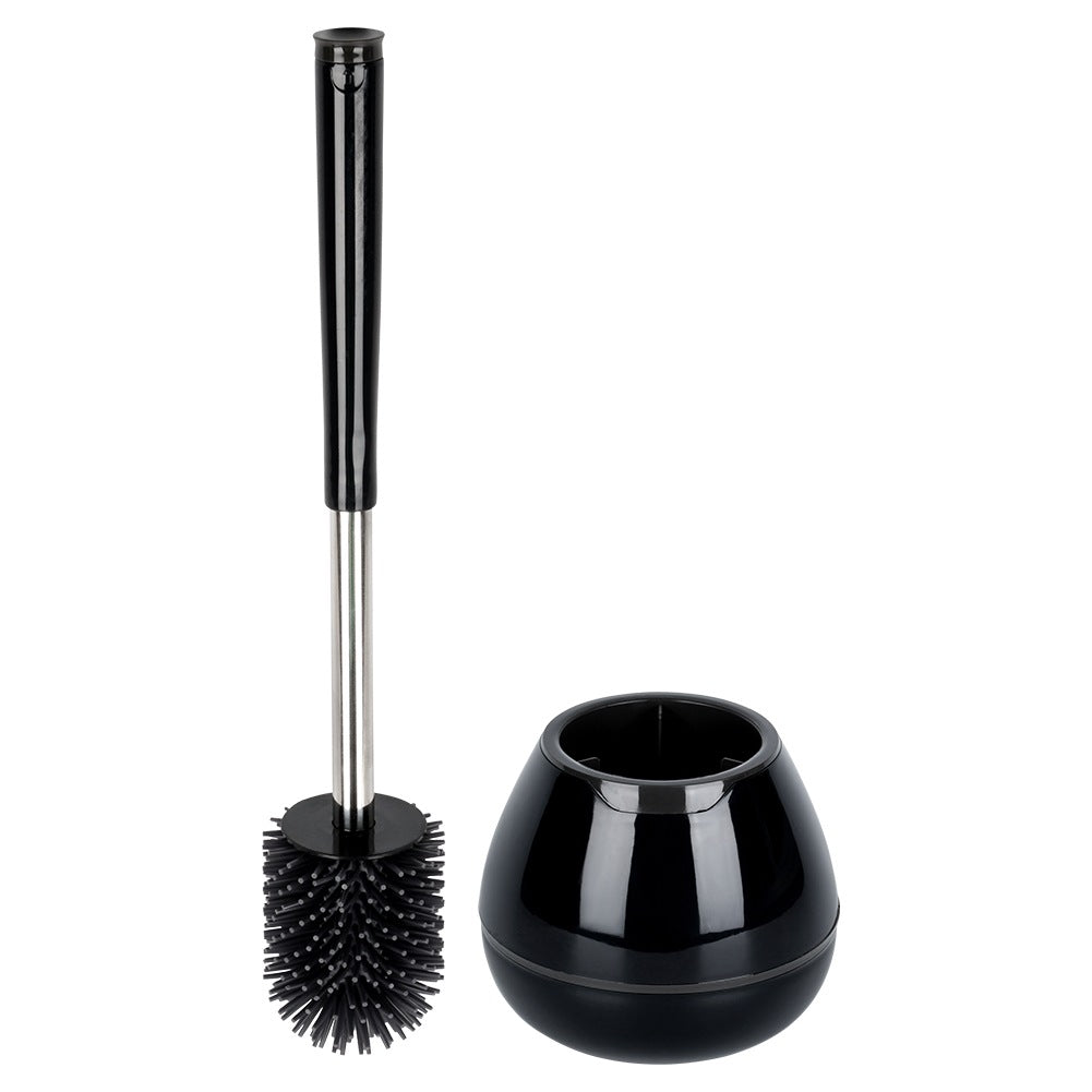 Silicone toilet brush with stand and tongs black 42 cm