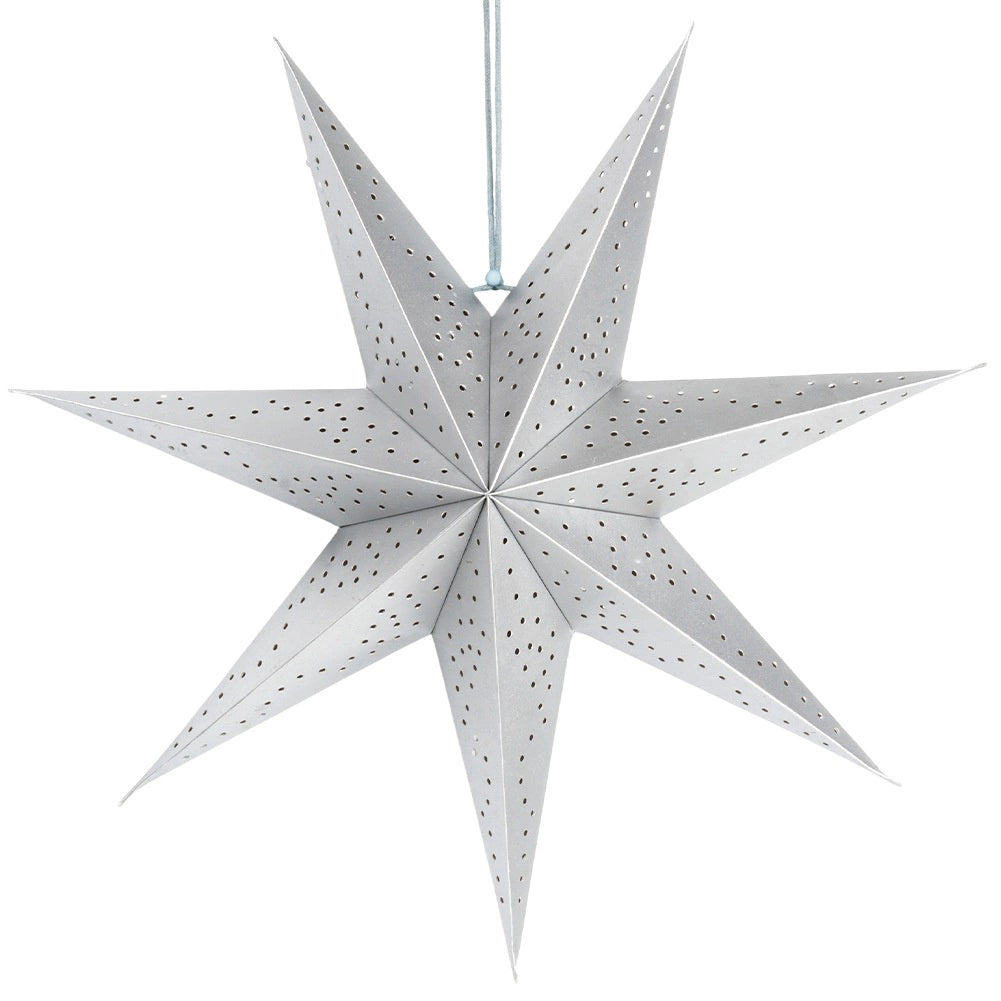 Silver Paper Star Decoration, 45 cm, Openwork Design