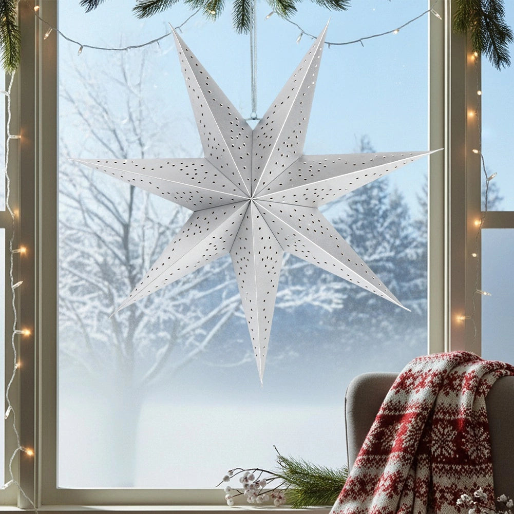 Silver Paper Star Decoration, 45 cm, Openwork Design