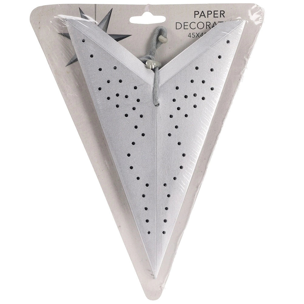 Silver Paper Star Decoration, 45 cm, Openwork Design