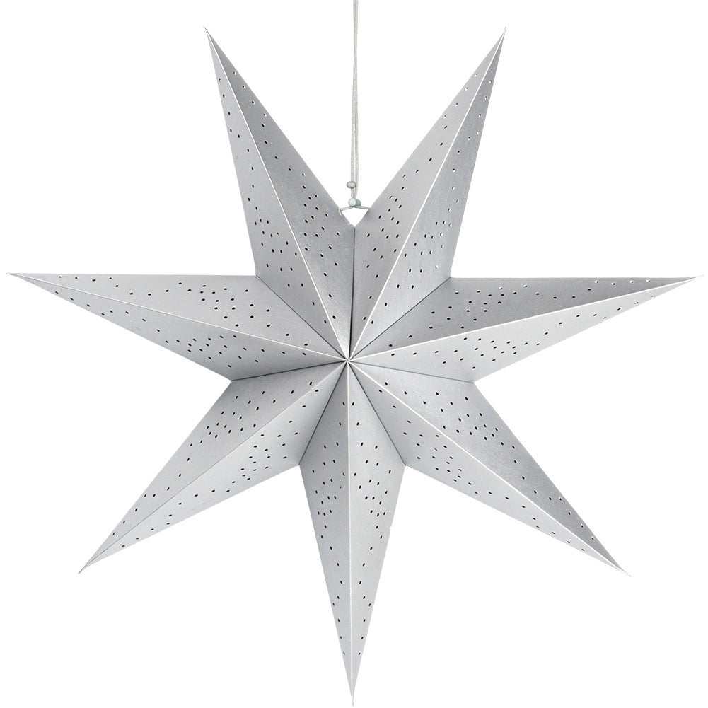 Silver Paper Star Decoration, 60 cm, Lace Pattern