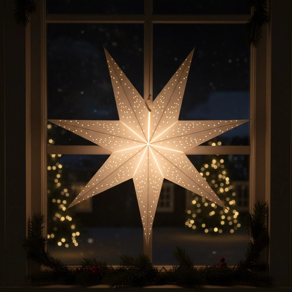 Silver Paper Star Decoration, 60 cm, Lace Pattern