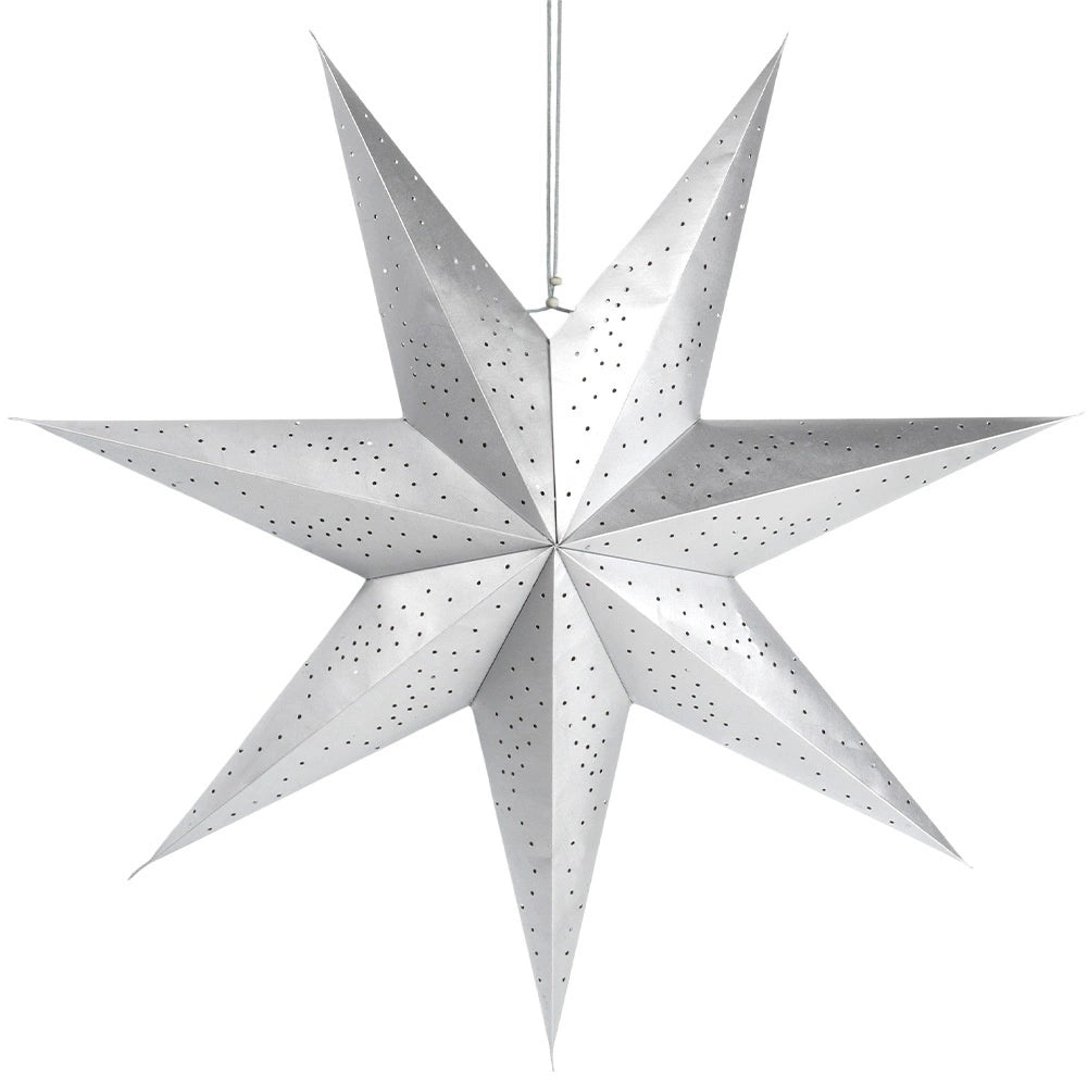 Silver Paper Star Decoration, 75 cm, Openwork Design
