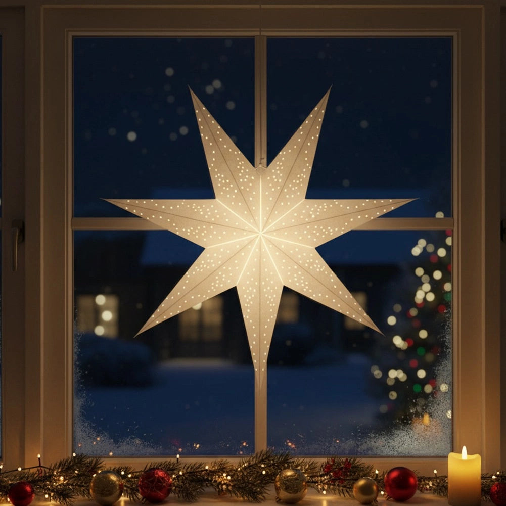 Silver Paper Star Decoration, 75 cm, Openwork Design