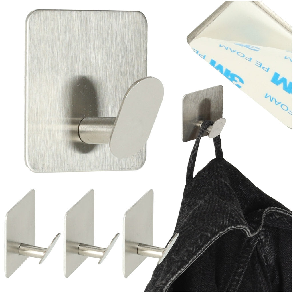 Silver bathroom hooks 4pc.