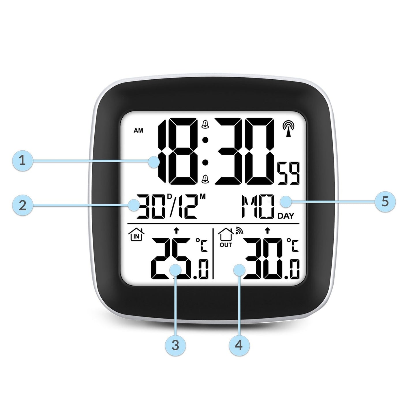 Silver colored weather station with display BD-903