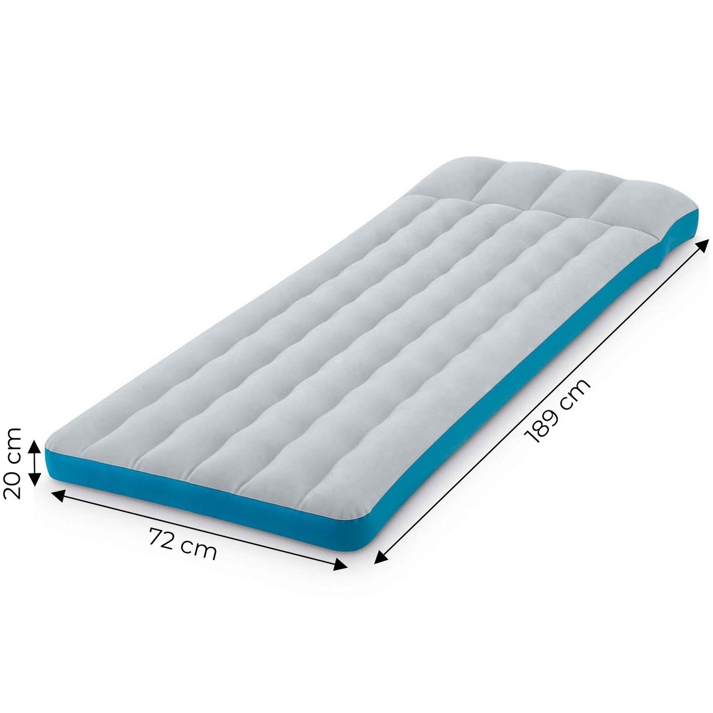 Single Air Mattress 189x72x20 cm, PVC, Velour Surface