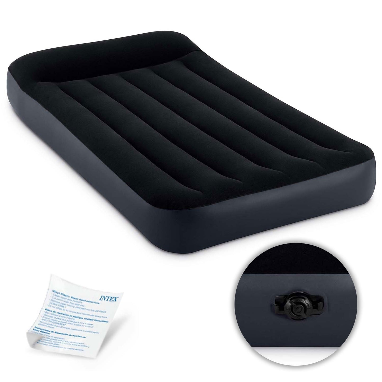 Single Air Mattress 191x99x25 cm, PVC, Velour Surface