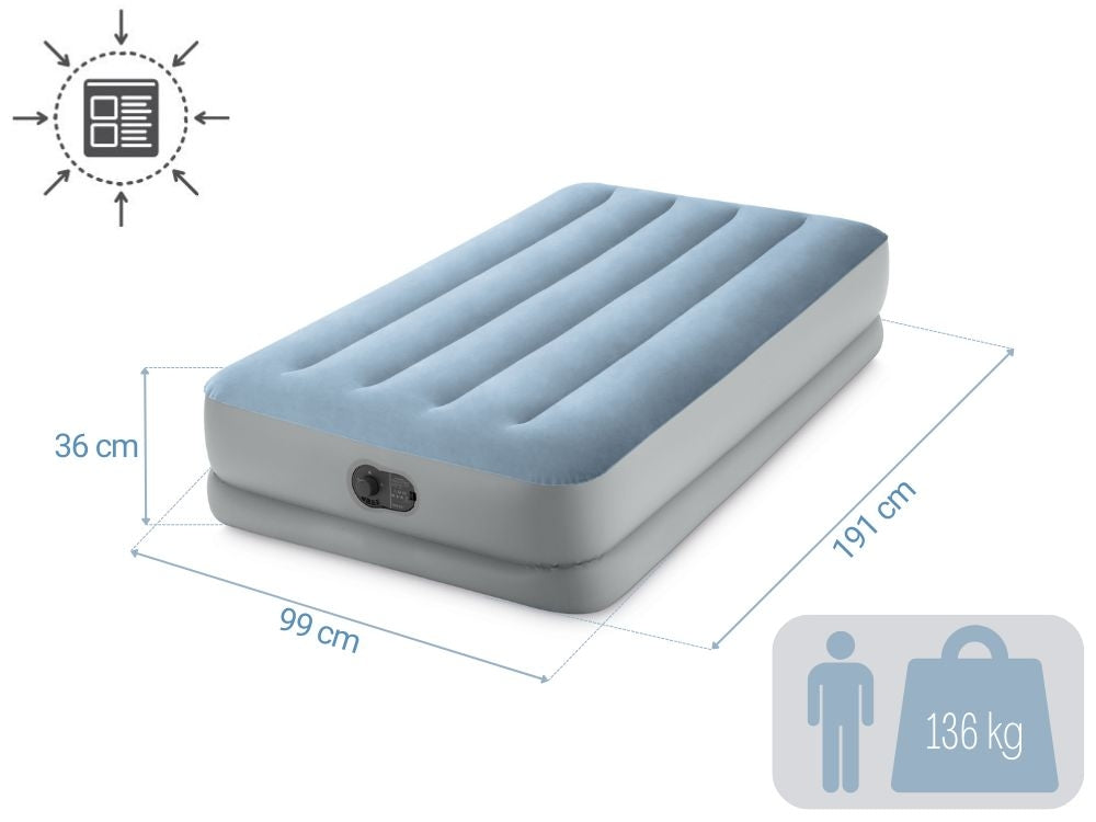 Single Air Mattress 191x99x36 cm with USB Pump