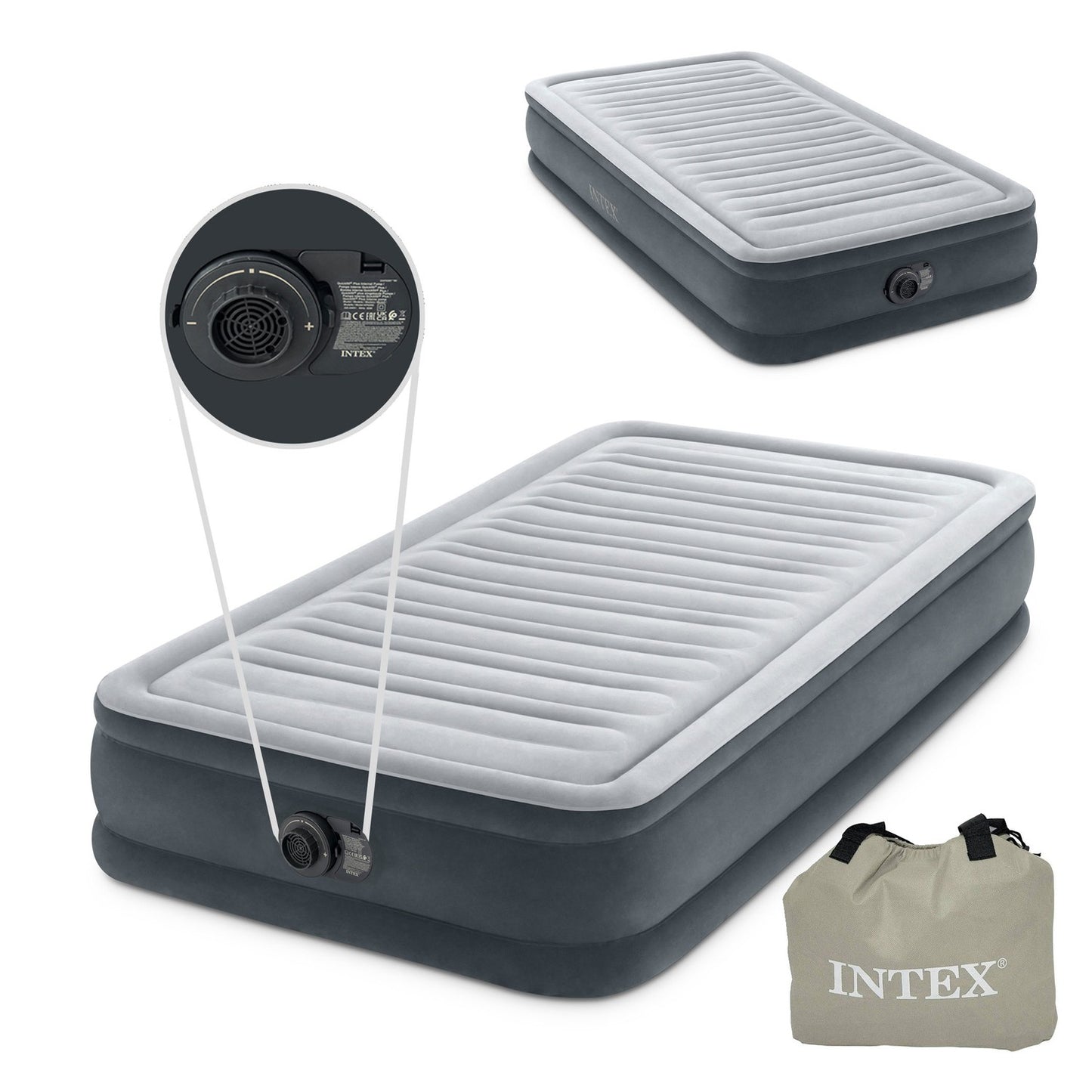 Single Air Mattress with Pump, 191x99cm, 1-Person