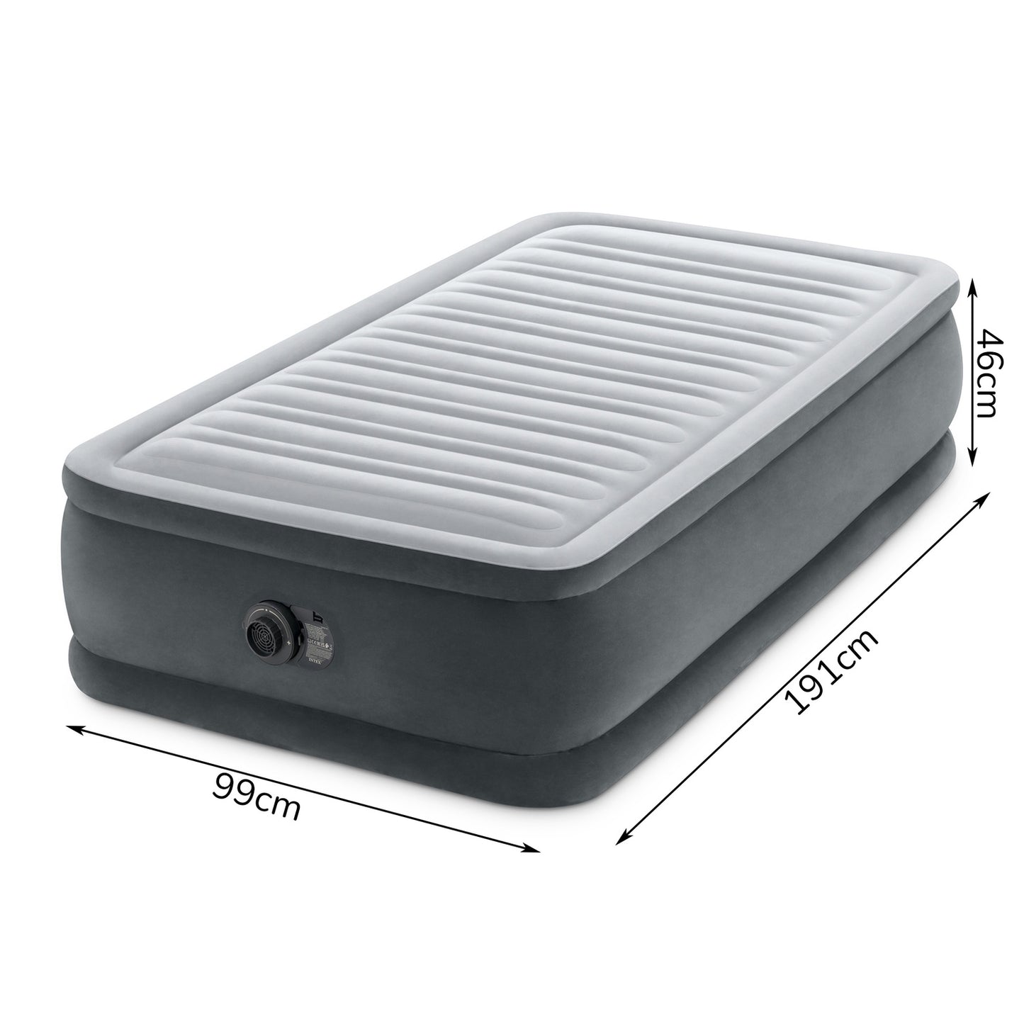 Single Air Mattress with Pump, 191x99 cm