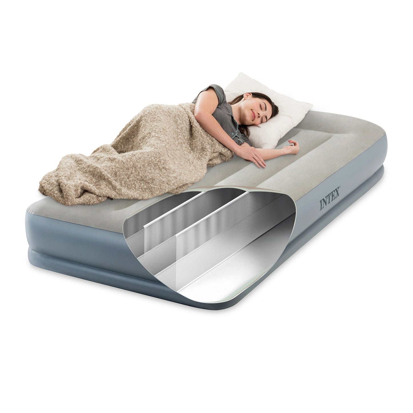 Single Air Mattress with Pump, 191x99 cm