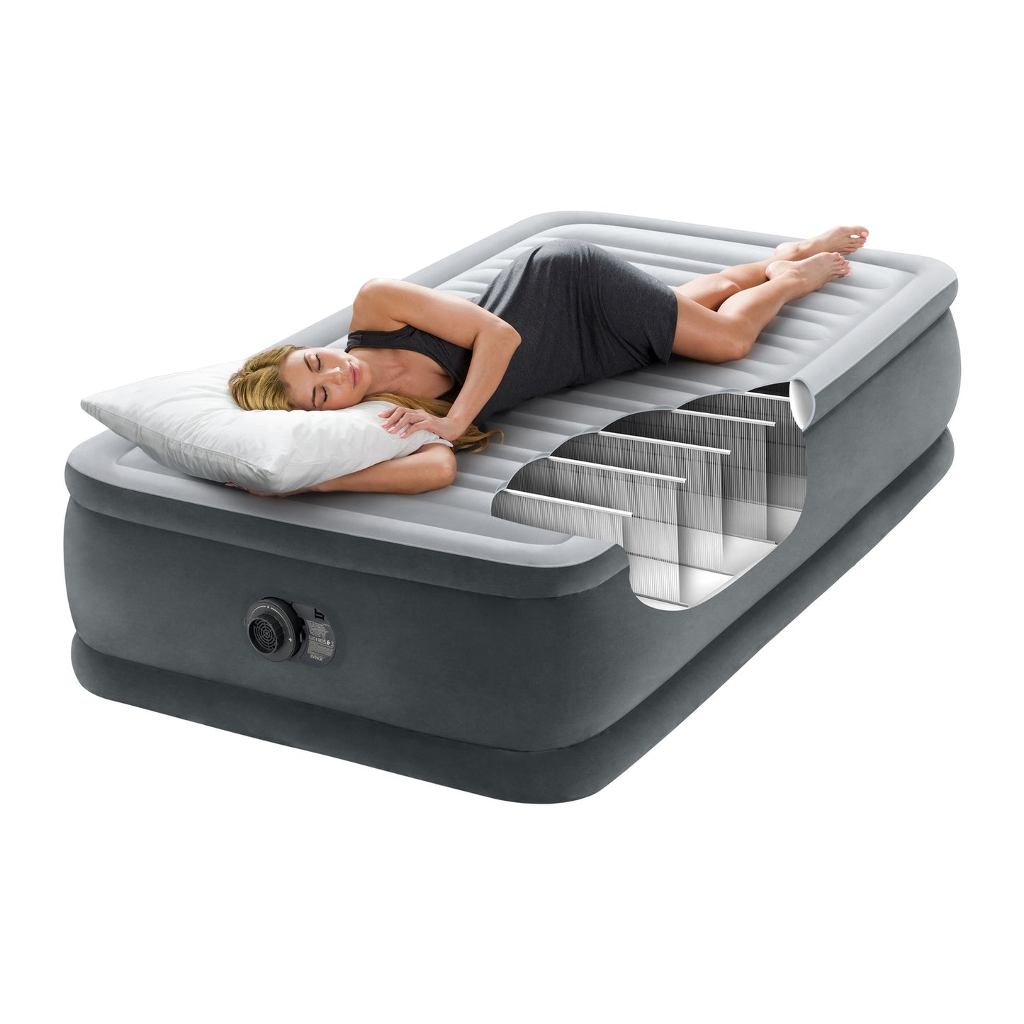 Single Air Mattress with Pump, 191x99 cm