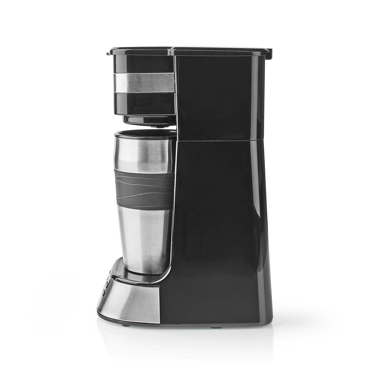 Single-Serve Coffee Maker, 0.4L, Timer, Travel Mug, Black