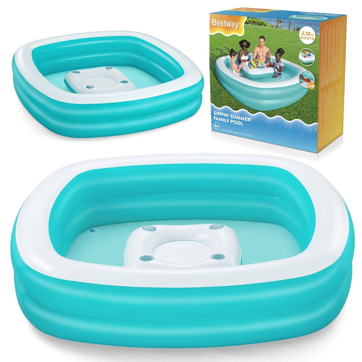 Sippin' Summer inflatable pool 218 x 218 x 48 cm Bestway 54446
