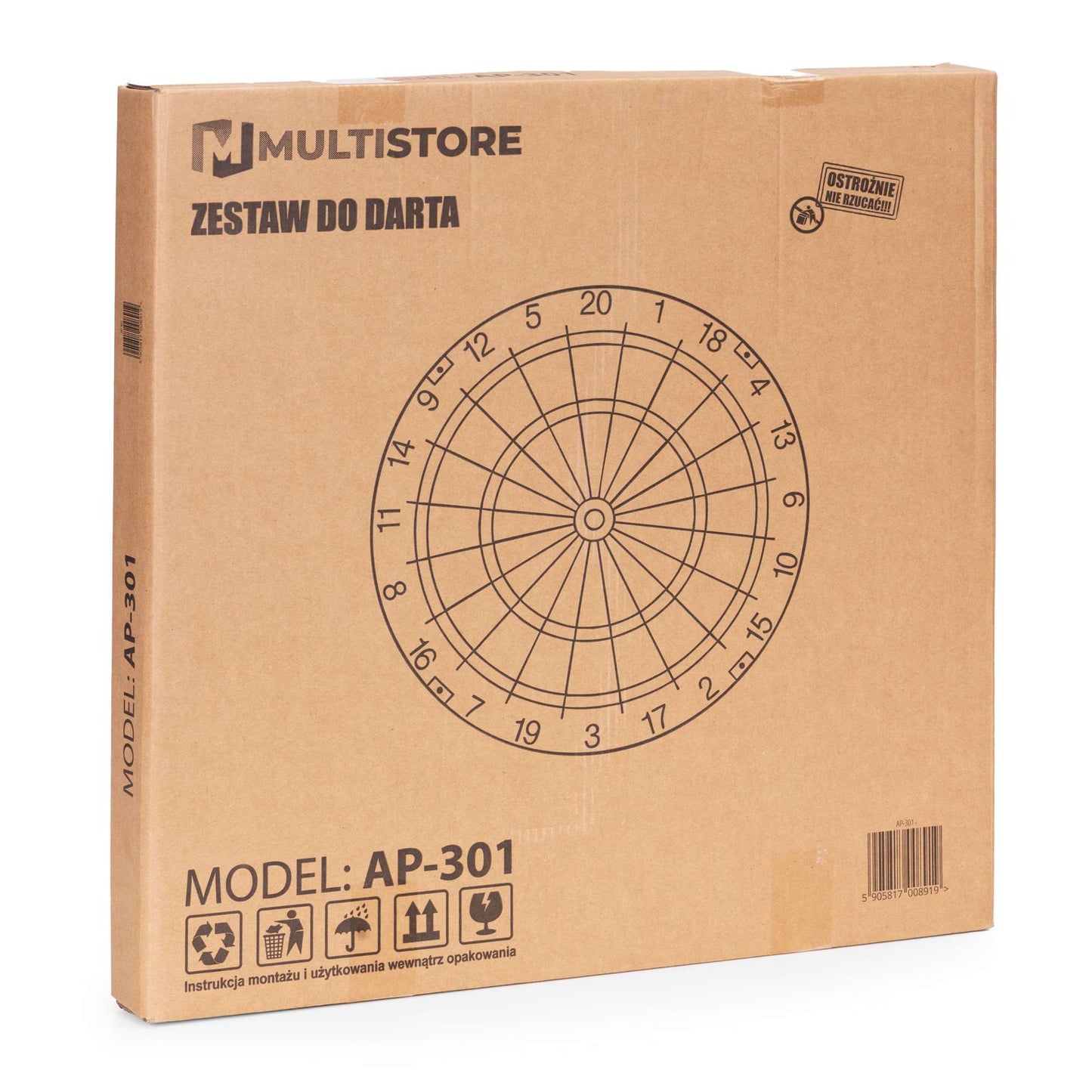 Sisal Dartboard Set with 6 Metal Darts, 46 cm