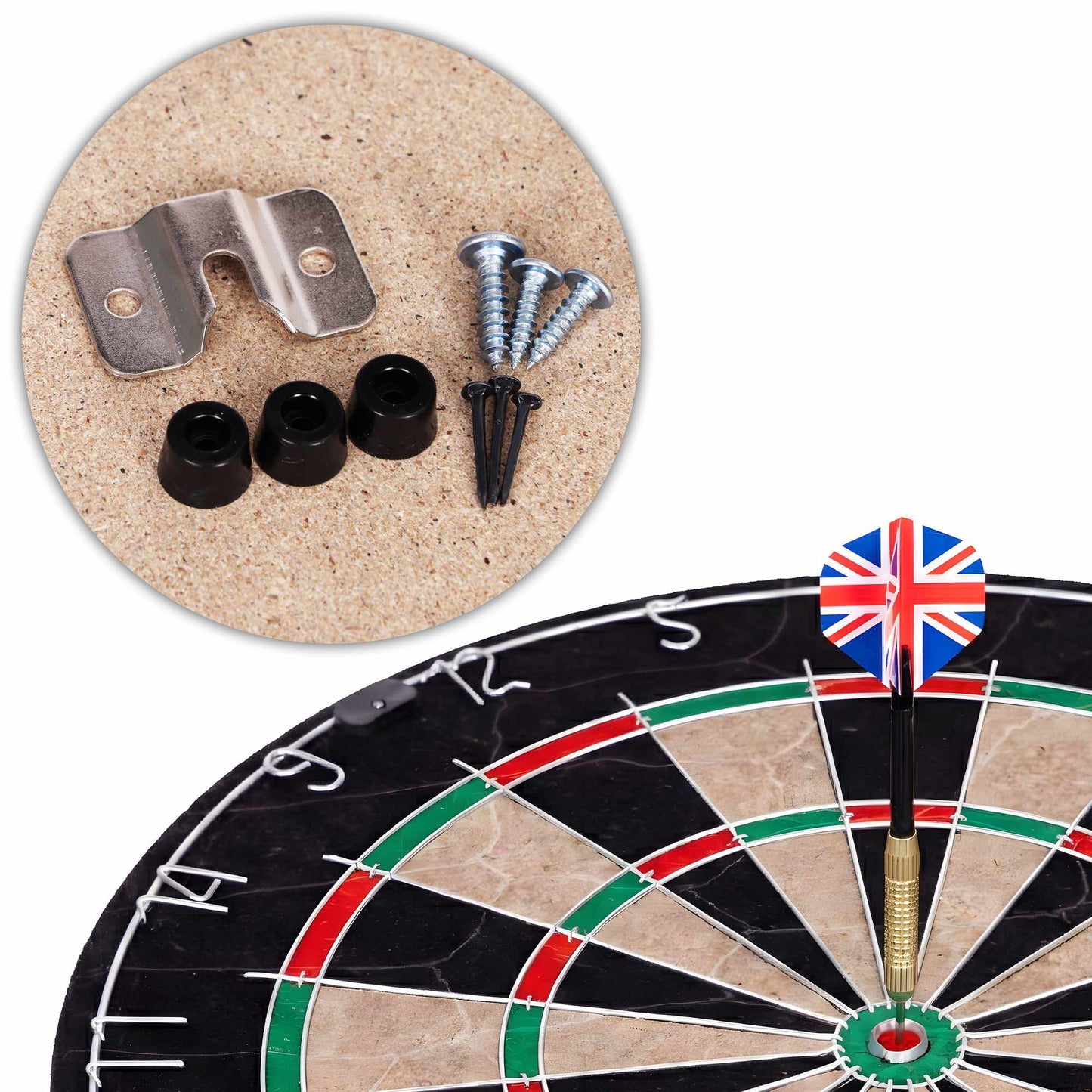 Sisal Dartboard Set with 6 Metal Darts, 46 cm