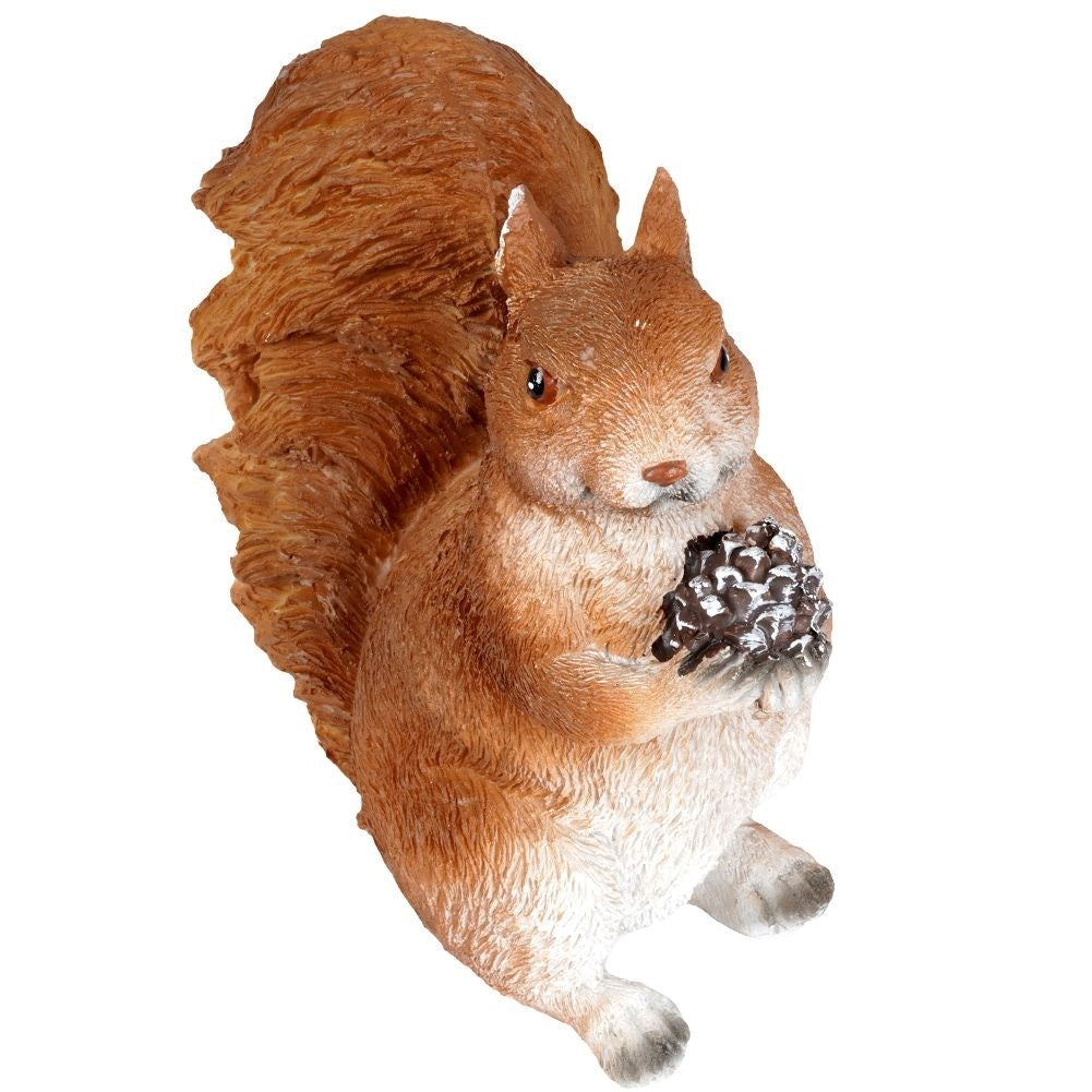 Sitting squirrel garden figure in synthetic stone