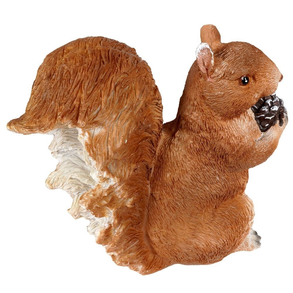 Sitting squirrel garden figure in synthetic stone