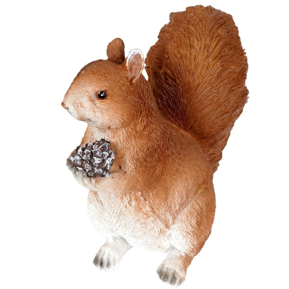 Sitting squirrel garden figure in synthetic stone