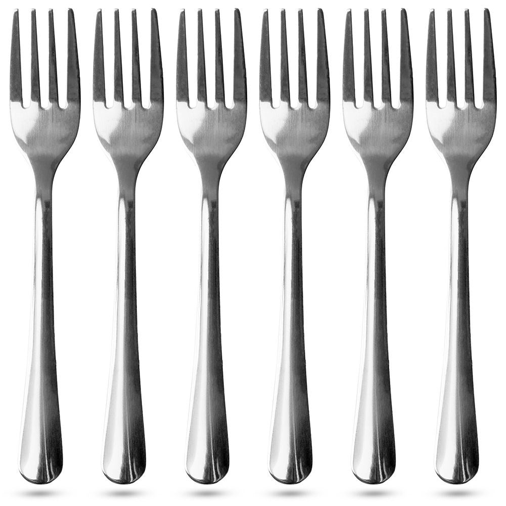 Six dessert forks in stainless steel for elegant table setting