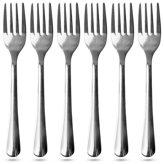 Six dessert forks in stainless steel for elegant table setting