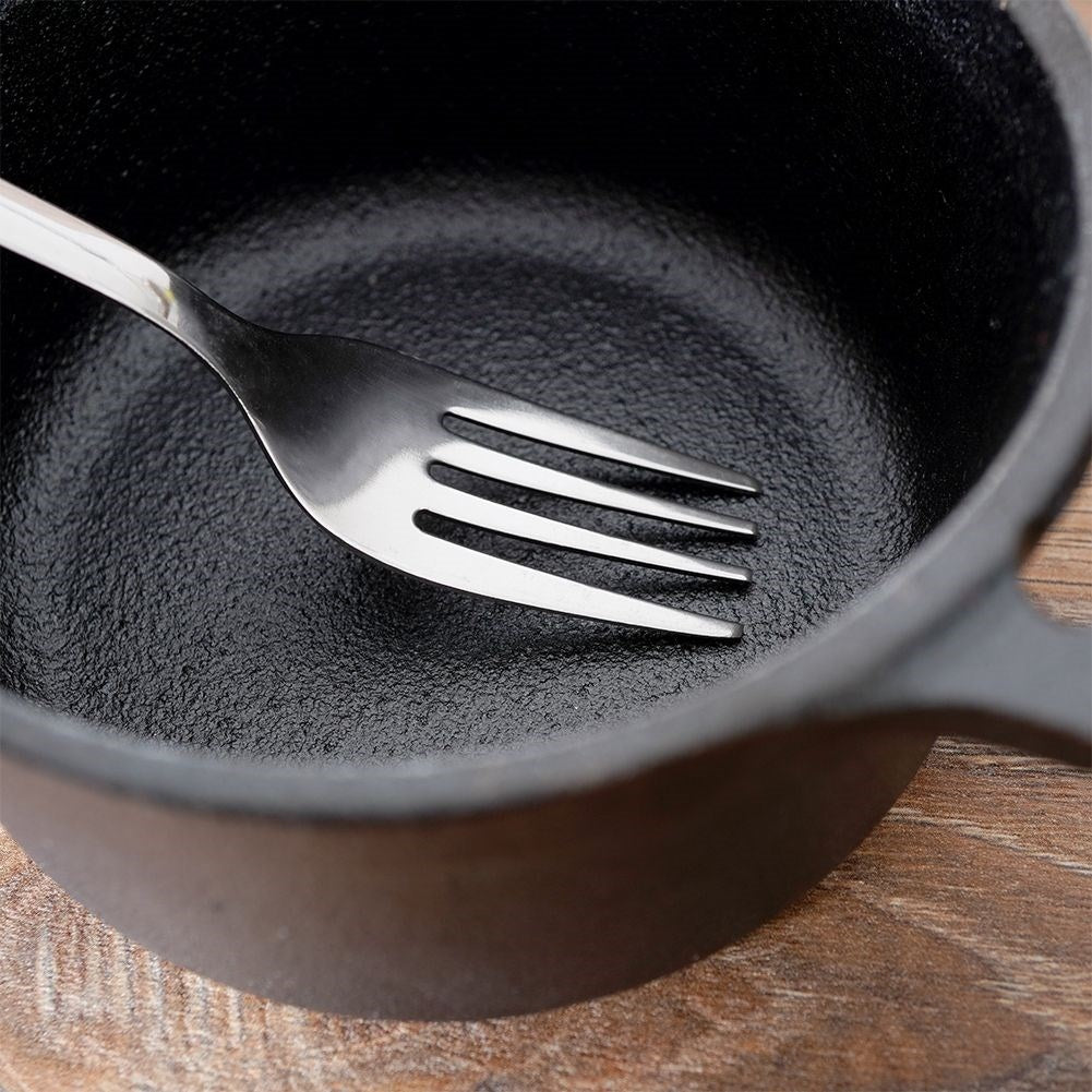 Six dessert forks in stainless steel for elegant table setting
