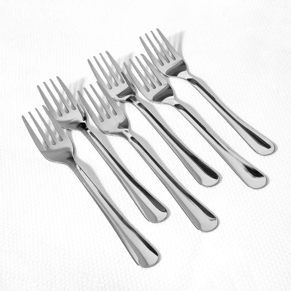 Six dessert forks in stainless steel for elegant table setting