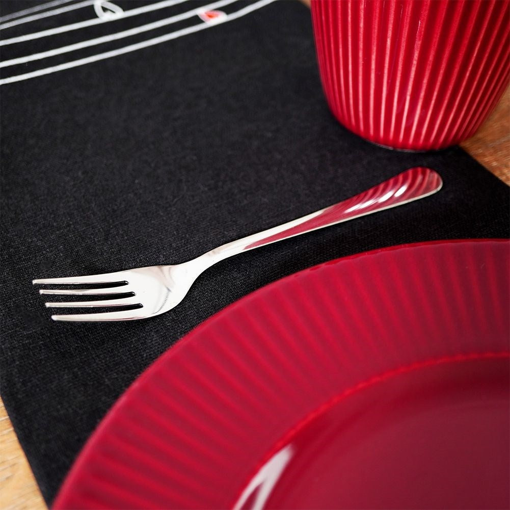 Six dessert forks in stainless steel for elegant table setting