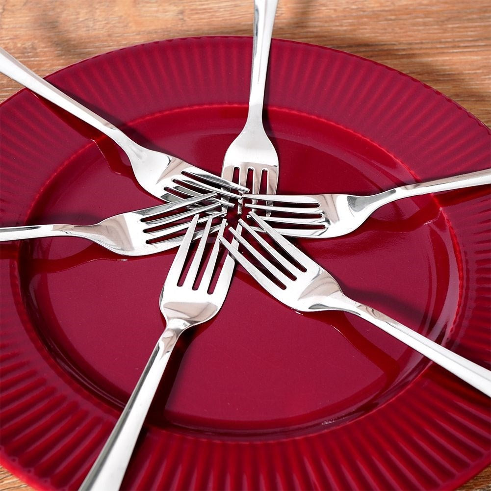 Six dessert forks in stainless steel for elegant table setting