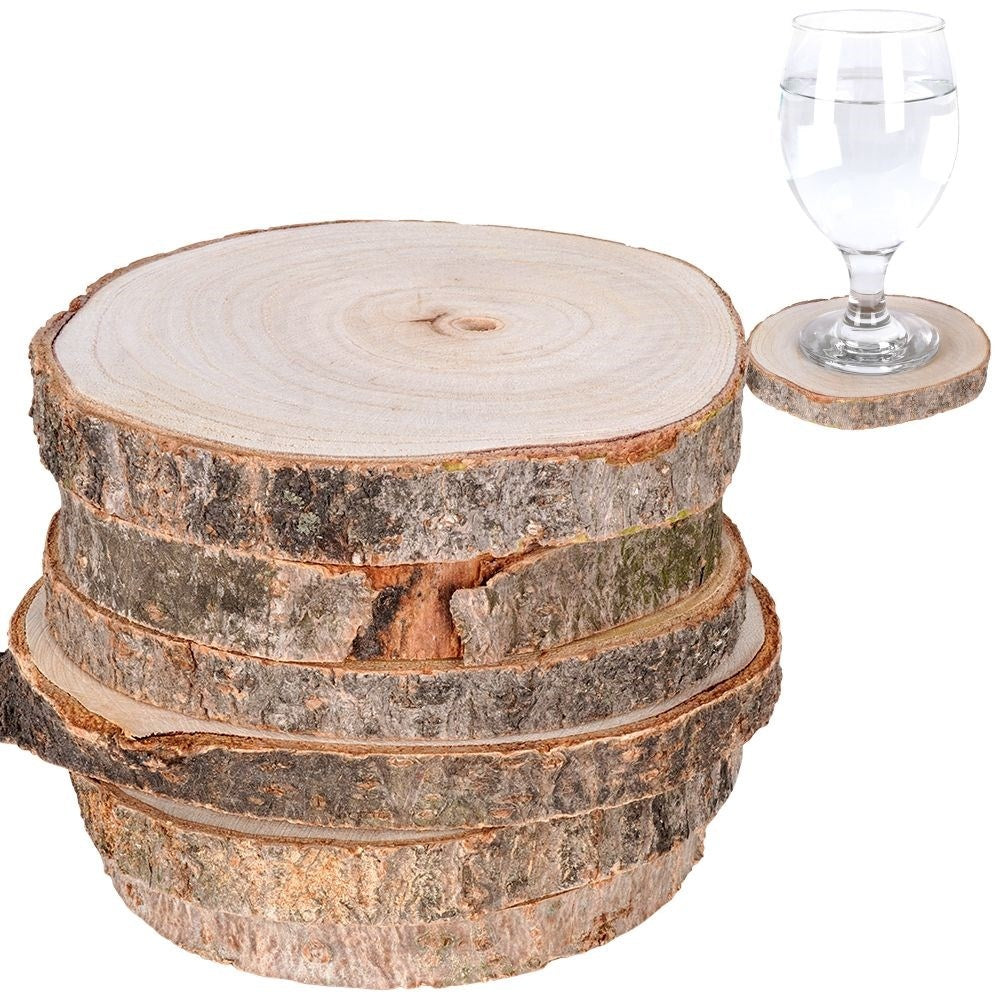 Six drink coasters in natural paulownia wood