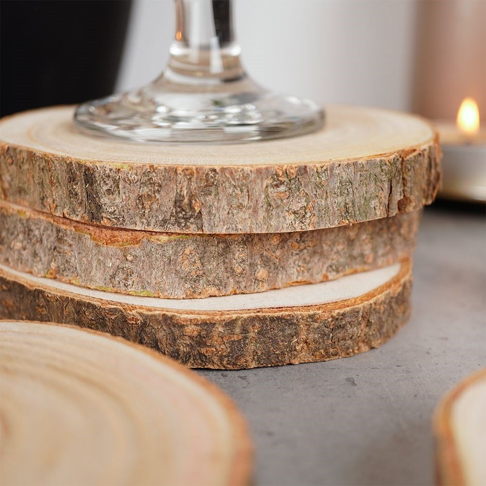Six drink coasters in natural paulownia wood