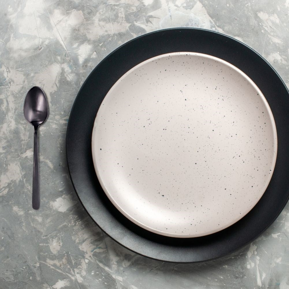 Six elegant coffee and tea spoons in black stainless steel