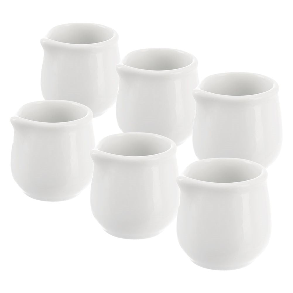 Six elegant porcelain jugs with practical spouts