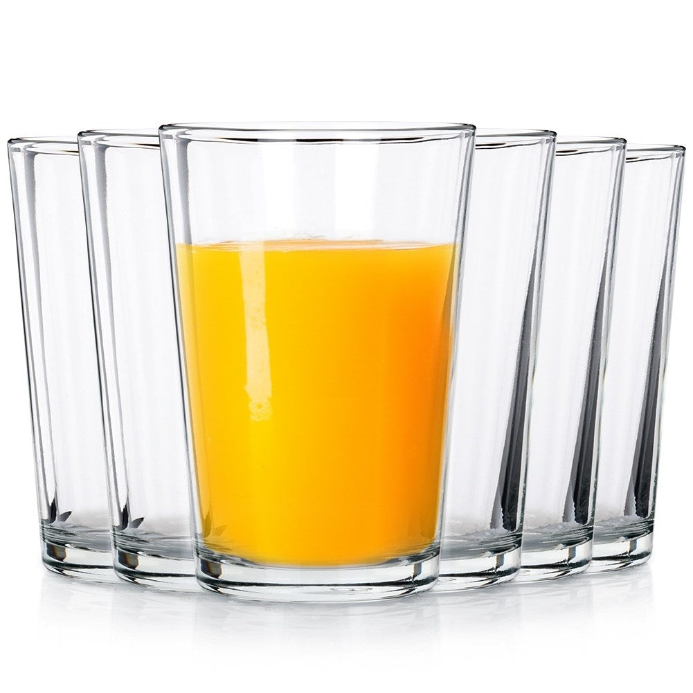 Six glasses 200 ml: Thick, clear glass for drinks